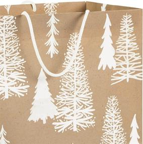 img 1 attached to 🌲 Hallmark Recyclable Holiday Gift Bags: 8 Kraft Brown Bags with Snowflake, Plaid and Trees for Various Occasions