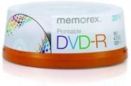 высококачественные dvd-r диски memorex 16x 4.7 гб 20 штук: спиндл для печати для оптимального хранения данных и настройки. логотип