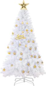 img 4 attached to 🎄 Decorative Holiday Charm: Lovinouse 6FT Artificial Christmas Tree – Pre-Decorated White Xmas Tree with Metal Stand (White)