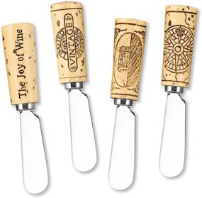 img 1 attached to 🍷 Premium Vintage Wine Cork Resin Cheese Spreaders Set of 4 - Stylishly Trimmed, 5", in Classic Brown