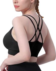 img 1 attached to 🧘 Yoga Workout Fitness Women's Cross Back Padded Strappy Criss Cross Cropped Bras – S-2XL