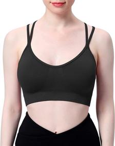 img 2 attached to 🧘 Yoga Workout Fitness Women's Cross Back Padded Strappy Criss Cross Cropped Bras – S-2XL