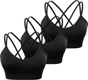 img 4 attached to 🧘 Yoga Workout Fitness Women's Cross Back Padded Strappy Criss Cross Cropped Bras – S-2XL