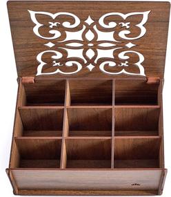 img 2 attached to 🍵 RoyalHouse Premium Wood Tea Box: Organize and Store Tea with 9 Compartments (Walnut)