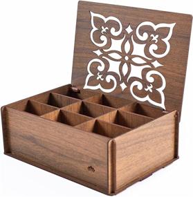 img 3 attached to 🍵 RoyalHouse Premium Wood Tea Box: Organize and Store Tea with 9 Compartments (Walnut)