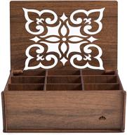 🍵 royalhouse premium wood tea box: organize and store tea with 9 compartments (walnut) логотип