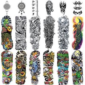 img 4 attached to Get Inked with 18 Sheets of Konsait Full Arm Temporary Tattoos – Waterproof Body Stickers for Men and Women