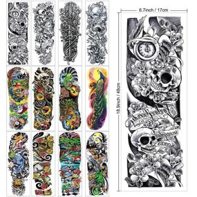 img 3 attached to Get Inked with 18 Sheets of Konsait Full Arm Temporary Tattoos – Waterproof Body Stickers for Men and Women