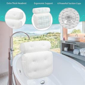 img 3 attached to 🛀 Vessgra Bath Pillow: Quick-drying 4D Air Mesh for Ultimate Tub Comfort and Support with Non-Slip Suction Cups - Fits All Bathtub and Hot Tub Sizes