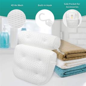 img 2 attached to 🛀 Vessgra Bath Pillow: Quick-drying 4D Air Mesh for Ultimate Tub Comfort and Support with Non-Slip Suction Cups - Fits All Bathtub and Hot Tub Sizes