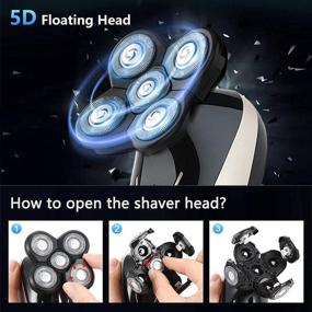 img 2 attached to ‍♂️ Bald Head Shaver for Men - 5D Floating Electric Shaver with Hair Clippers, Nose Hair Trimmer, Facial Cleansing & Exfoliating Brush - Ideal Head Shavers for Bald Men