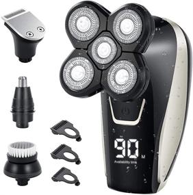 img 4 attached to ‍♂️ Bald Head Shaver for Men - 5D Floating Electric Shaver with Hair Clippers, Nose Hair Trimmer, Facial Cleansing & Exfoliating Brush - Ideal Head Shavers for Bald Men