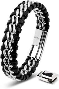 img 4 attached to SERASAR Premium Genuine Leather Bracelet for Men - Black with Magnetic Stainless Steel Clasp in Black, Silver and Gold - Includes Exclusive Jewelry Box - Great Gift Idea