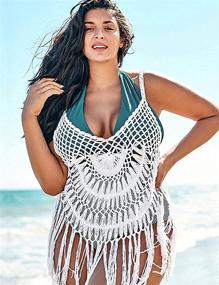 img 3 attached to 👙 Stylish Ekouaer Women Crochet Cover Up: Sexy Lace Bathing Suit with Tassel Bikini, Perfect Swimwear for Summer Beach