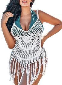 img 4 attached to 👙 Stylish Ekouaer Women Crochet Cover Up: Sexy Lace Bathing Suit with Tassel Bikini, Perfect Swimwear for Summer Beach