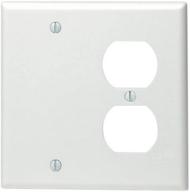 🔳 leviton 88008 2-gang 1-duplex 1-blank combination wallplate, standard size, thermoset, box mount, white логотип
