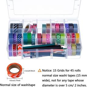 img 3 attached to Outus Clear Washi Tape and Sticker Storage Box Organizer with 15 Compartments for Crafts and Beads