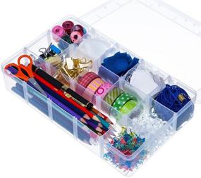 img 1 attached to Outus Clear Washi Tape and Sticker Storage Box Organizer with 15 Compartments for Crafts and Beads