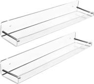 📚 amt 2 pack clear acrylic floating shelves - 15&#34; l x 3.25&#34; w - bathroom wall shelf set - bookshelves - invisible display for office, bedroom - small gap ensures water drainage - includes free screws &amp; drill bit (medium) logo