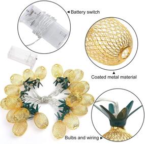 img 2 attached to 🍍 2 Sets of Whonline Pineapple LED String Lights - 16ft 20 Battery Operated Fairy String Lights, Perfect for Party, Bedroom, Home, Birthday, Outdoor Hawaiian Tropical Tiki Gifts Decorations - Warm White Illumination