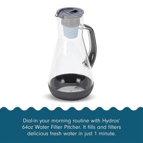 img 3 attached to 💧 Hydros 64oz Water Filter Pitcher: Fast Flo Tech for 60 Second Quick Fill-Up, 8 Cup Capacity, BPA Free and Grey