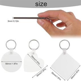 img 1 attached to 🎨 Blank Keychain Heat Transfer Double-Sided Printed MDF DIY Keychain with Key Rings for Present Making, 3 Shapes (15 Pieces) - Sublimation