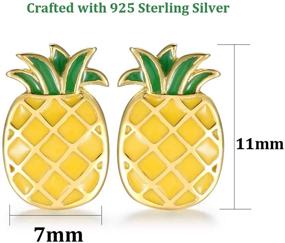 img 3 attached to ✨ Stylish and Hypoallergenic Pineapple Earrings - Yellow Gold Plated Studs for Summer Vocation and Beach Parties - MASOP Sterling Silver Jewelry