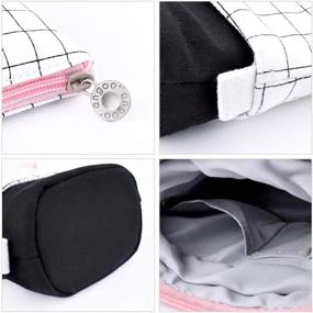 img 2 attached to AMHNXBKJ Telescopic Pencil Case Stand Up Pen Bag Grid Pencil Holder Canvas Stationery Pouch Cosmetic Bags With 7