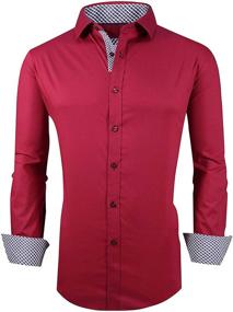 img 4 attached to Men's Regular Long Sleeve Casual Stretch Shirts - Clothing for Men