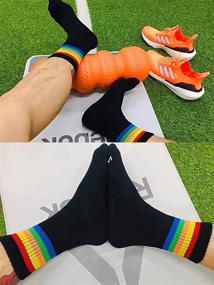 img 1 attached to Prideful HILGBTQ Rainbow Striped Socks: Unisex Athletic Crew Socks for Men and Women