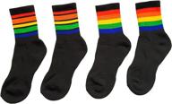 prideful hilgbtq rainbow striped socks: unisex athletic crew socks for men and women logo