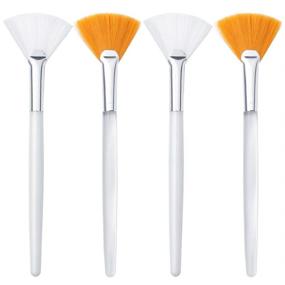 img 4 attached to Set of 4 Facial Brushes: Fan Mask Applicators for Gentle Glycolic Peel Masks & Makeup Application