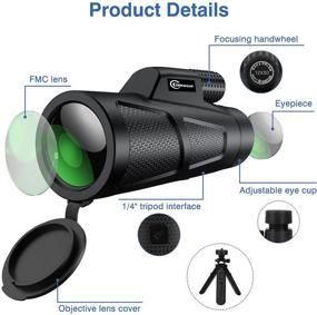 img 3 attached to Kimwood Monocular Telescope [2021 New Version] - 12X50 HD Monocular with Smartphone Adapter Tripod: Ideal for Bird Watching, Hunting, Hiking - Waterproof, Portable and BAK4 Prism