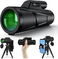 kimwood monocular telescope [2021 new version] - 12x50 hd monocular with smartphone adapter tripod: ideal for bird watching, hunting, hiking - waterproof, portable and bak4 prism logo