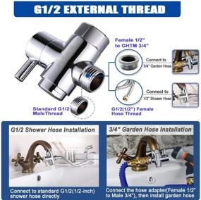 img 1 attached to 🚰 Brass Faucet Diverter Valve with Aerator: 3 Way Faucet Splitter for Sink Hose Attachment - Chrome Finish