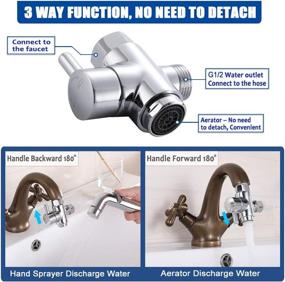 img 2 attached to 🚰 Brass Faucet Diverter Valve with Aerator: 3 Way Faucet Splitter for Sink Hose Attachment - Chrome Finish