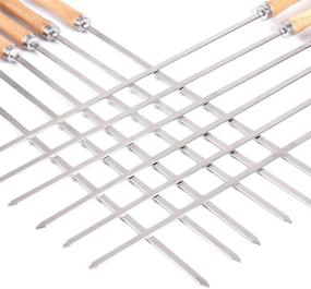 img 3 attached to 🍢 CHICHIC 16.5-Inch Stainless Steel Kabob Skewers Set, Flat Barbecue Skewers, Reusable BBQ Sticks with Wooden Handle - Ideal for Shish Vegetables and More - Pack of 12