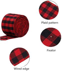 img 3 attached to Red and Black Christmas Burlap Plaid Ribbon - 2.5 inch Width, 19.7 yd Length - Ideal for Crafts and Wreaths