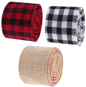 img 4 attached to Red and Black Christmas Burlap Plaid Ribbon - 2.5 inch Width, 19.7 yd Length - Ideal for Crafts and Wreaths