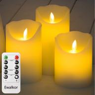 🕯️ ewalkor flameless candles flickering: real wax electric led pillar candles with remote and timer - 3-pack ivory set (4", 5", 6") battery operated for decoration & christmas halloween gift логотип