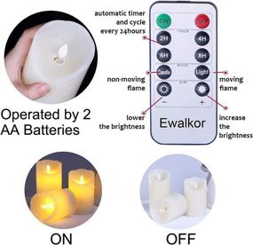 img 3 attached to 🕯️ Ewalkor Flameless Candles Flickering: Real Wax Electric LED Pillar Candles with Remote and Timer - 3-Pack Ivory Set (4", 5", 6") Battery Operated for Decoration & Christmas Halloween Gift