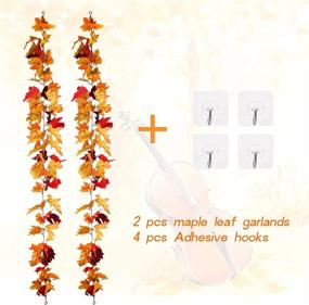 img 3 attached to 🍁 Enhance Your Home Décor with 2 Pack Lapogy Fall Maple Leaves Garland – 5.8ft Artificial Autumn Foliage Decoration for Indoor/Outdoor Spaces and Various Occasions: Home, Wedding, Thanksgiving, Halloween, Christmas Party