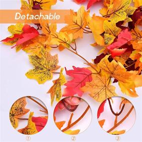 img 2 attached to 🍁 Enhance Your Home Décor with 2 Pack Lapogy Fall Maple Leaves Garland – 5.8ft Artificial Autumn Foliage Decoration for Indoor/Outdoor Spaces and Various Occasions: Home, Wedding, Thanksgiving, Halloween, Christmas Party