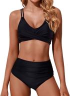 👙 holipick women's high waisted tummy control bikini set: two piece swimsuits with lace up, twist front, and bathing suits for extra flair in swimwear logo