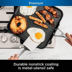 img 2 attached to Ninja C30628 11-Inch Square Griddle Pan Foodi NeverStick Premium Hard-Anodized - Nonstick Cooking Surface - Slate Grey - 11 Inch