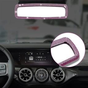 img 2 attached to 💎 Bling Car Mirror Accessories: Sparkling Crystal Rhinestone Diamond Rear View Mirror Cover for Women & Girls