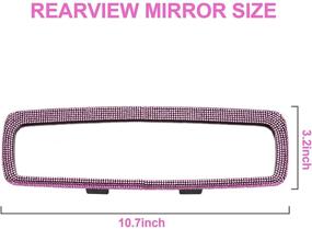 img 4 attached to 💎 Bling Car Mirror Accessories: Sparkling Crystal Rhinestone Diamond Rear View Mirror Cover for Women & Girls