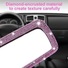 img 3 attached to 💎 Bling Car Mirror Accessories: Sparkling Crystal Rhinestone Diamond Rear View Mirror Cover for Women & Girls