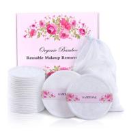 🌿 20 pack of samtone reusable makeup remover pads with laundry bag and gift box - 100% organic face cleansing cotton rounds for toning, washable eco-friendly bamboo cotton pads for all skin types - white logo