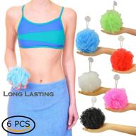 🧽 star brand 60g bath sponge set - 6 count, heavy bath mesh pouf with suction cup | large shower sponge and loofah set | bathing exfoliator and body scrubber | 6 pieces, 6 colors logo